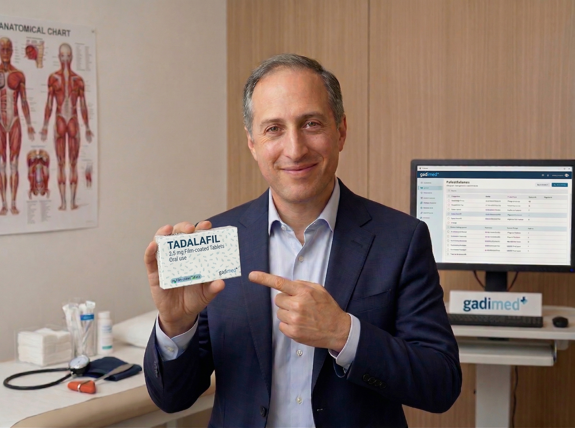 Dr. David Turner explaining Tadalafil treatment at GadiMed clinic